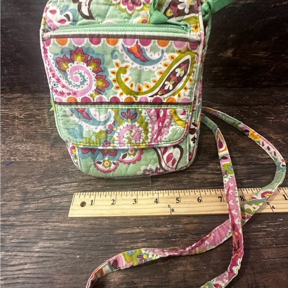 Vera Bradley Pink and Green Quilted Crossbody Bag Purse with Floral Pattern - Picture 1 of 8